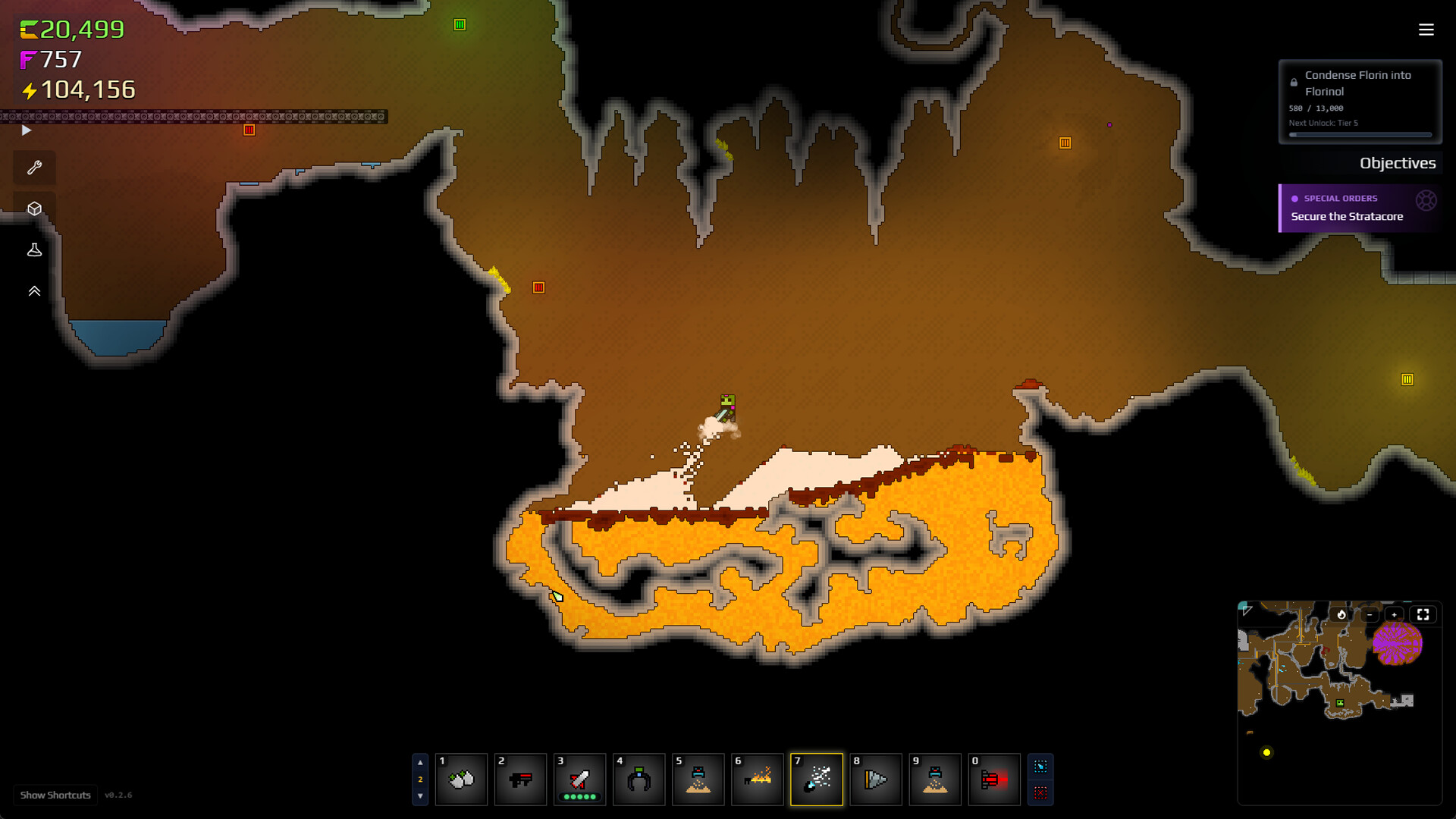 Official store screenshot: mining out a deep sand pocket underground